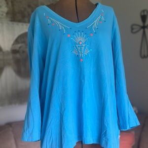Chicos size 3 Blue Embellished Women's Top